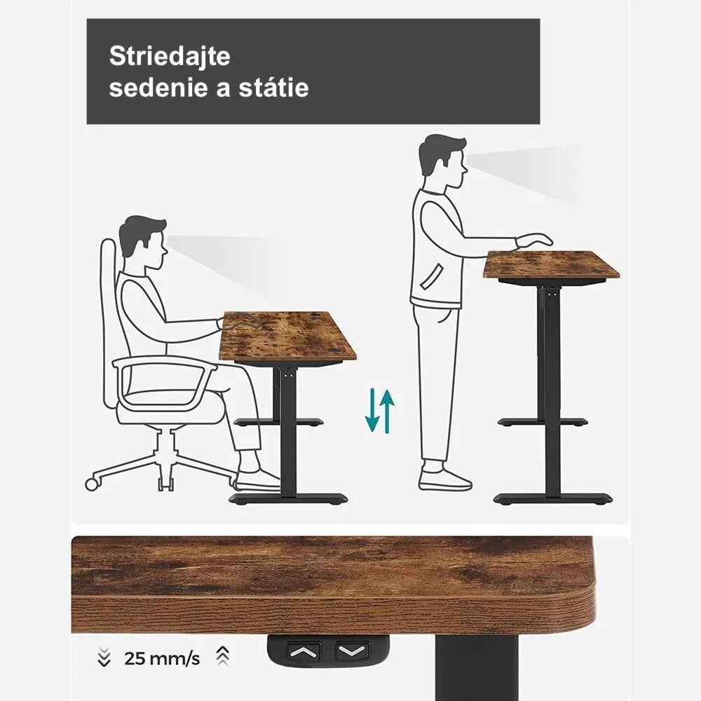 Výškovo nastaviteľný kancelársky elektrický stôl