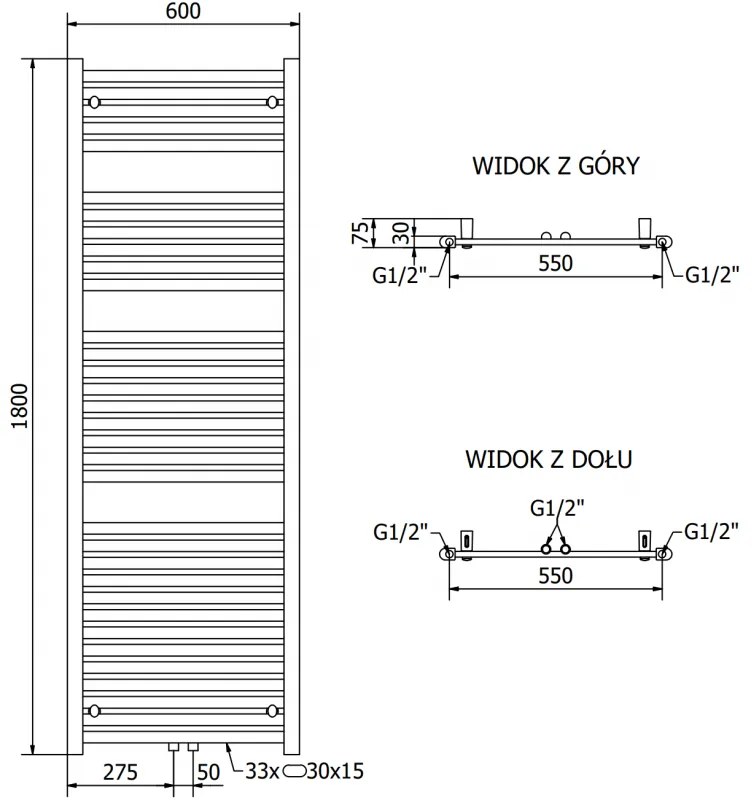 Mexen Hades, elektrické vykurovacie teleso 1800 x 600 mm, 900 W, chrómová, W104-1800-600-2900-01