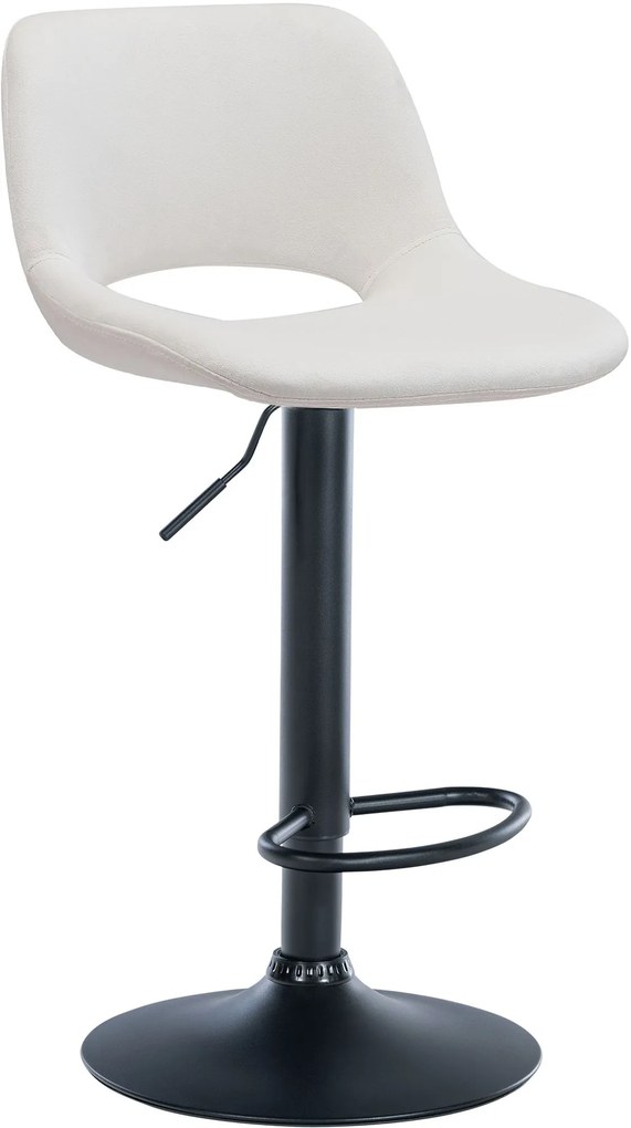 Barová stolička Camden - zamat, čierny rám - Krémová