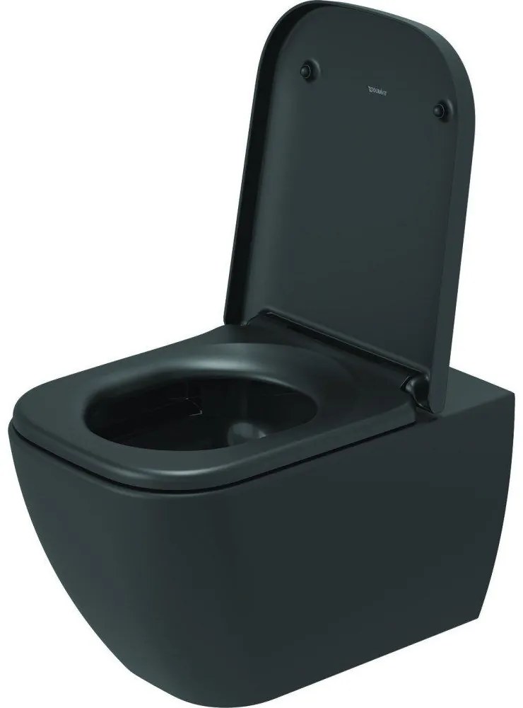 DURAVIT Happy D.2 závesné WC Rimless s hlbokým splachovaním, 365 x 540 mm, antracit/antracit matný, 2222098900