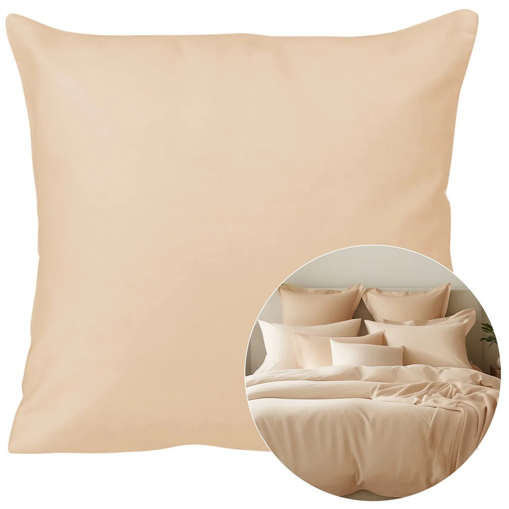 SATÉNOVÁ DEKORAČNÁ OBLIEČKA NA VAKÚŠ SATYNLOVE 40X40 CM SVETLOBÉŽOVÁ