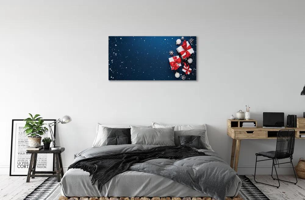 Obraz na plátne Darčeky čačky sneh 125x50 cm