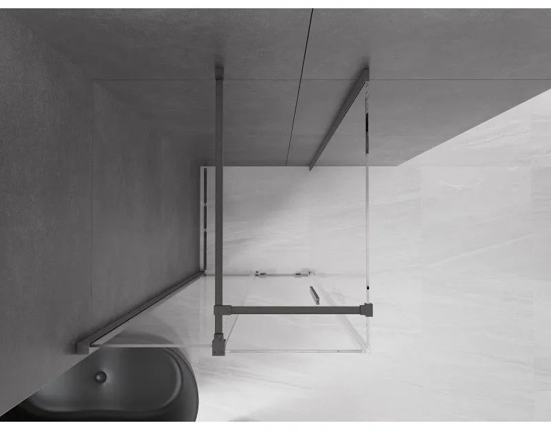 Mexen Velar, sprchový kút s posuvnými dverami 120(dvere) x 120(stena) cm, 8mm číre sklo, grafitová matná, 871-120-120-01-66