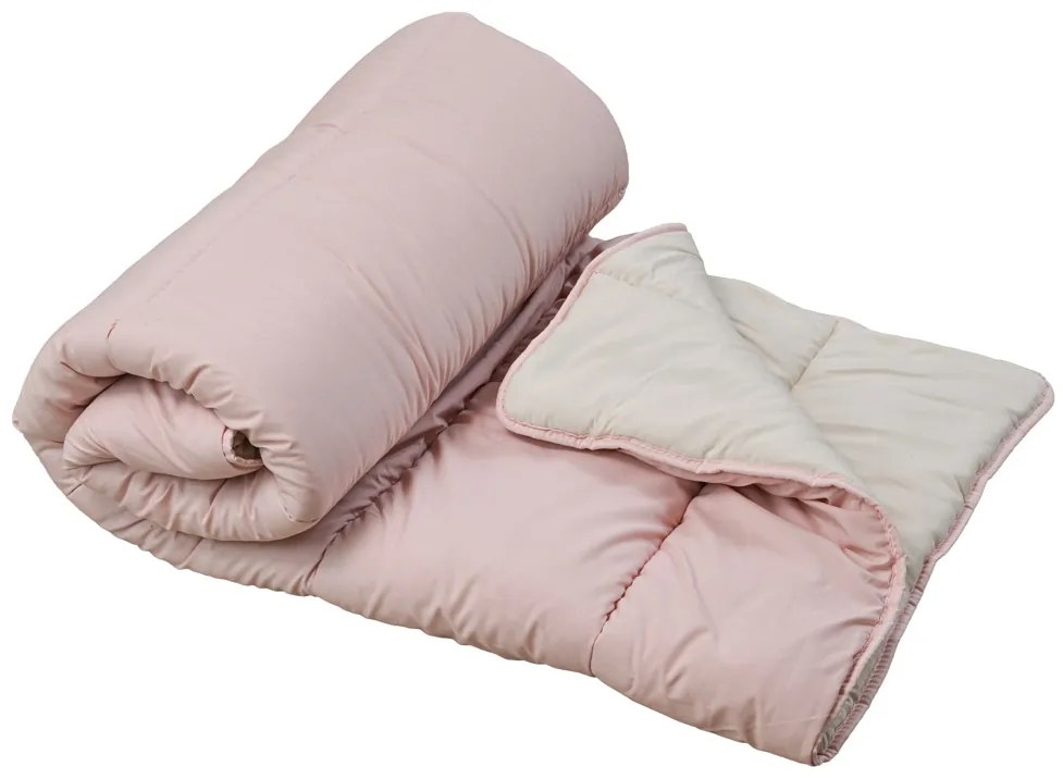 Celoročná prešívaná prikrývka 140x200 cm z dutého vlákna, ružová