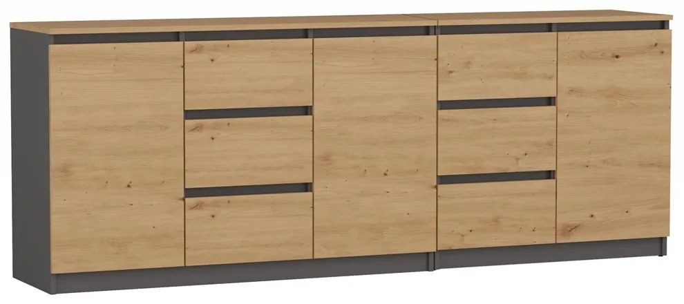 Set 2ks. komôd Cervantina 1 (antracit + dub artisan). Akcia -20%. Vlastná spoľahlivá doprava až k Vám domov. 1132872