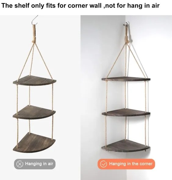 Závesná rohová polica 90x25 cm hnedá