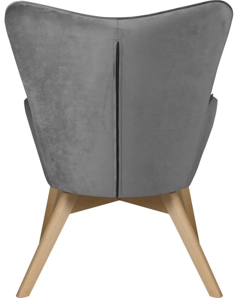 Sivé zamatové kreslo Niko – Ropez