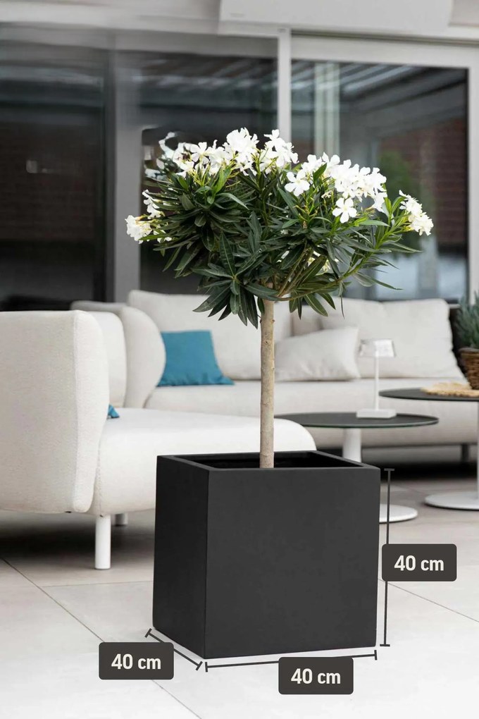 Kvetináč BLOCK, sklolaminát, 40x40x40 cm, antracit