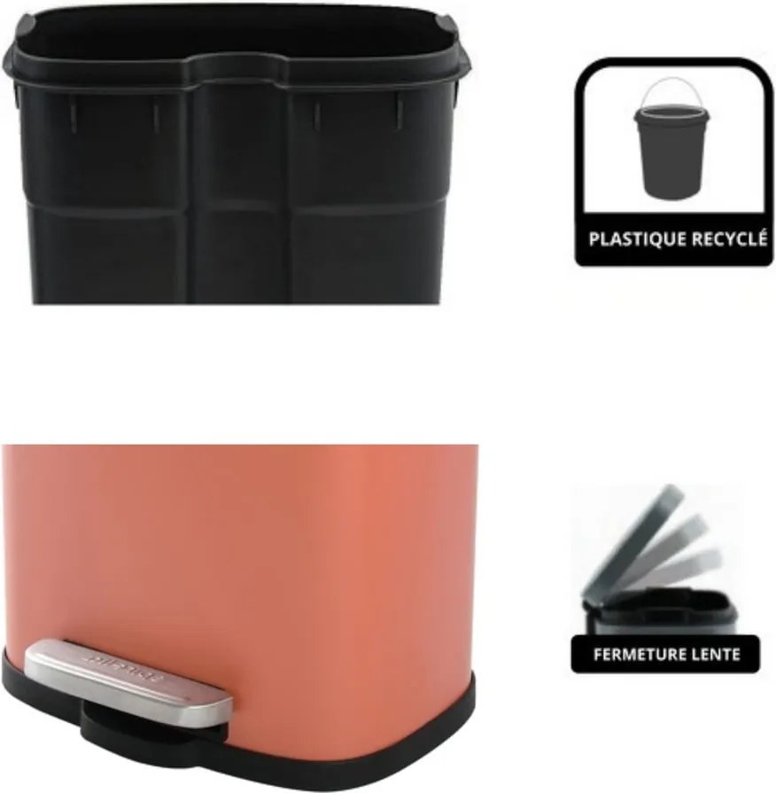 Nášľapný oceľový odpadkový kôš v terakotovej farbe 5 l Akira – Spirella