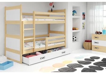Detská poschodová posteľ RICO 190x80 cm Biela Ružová