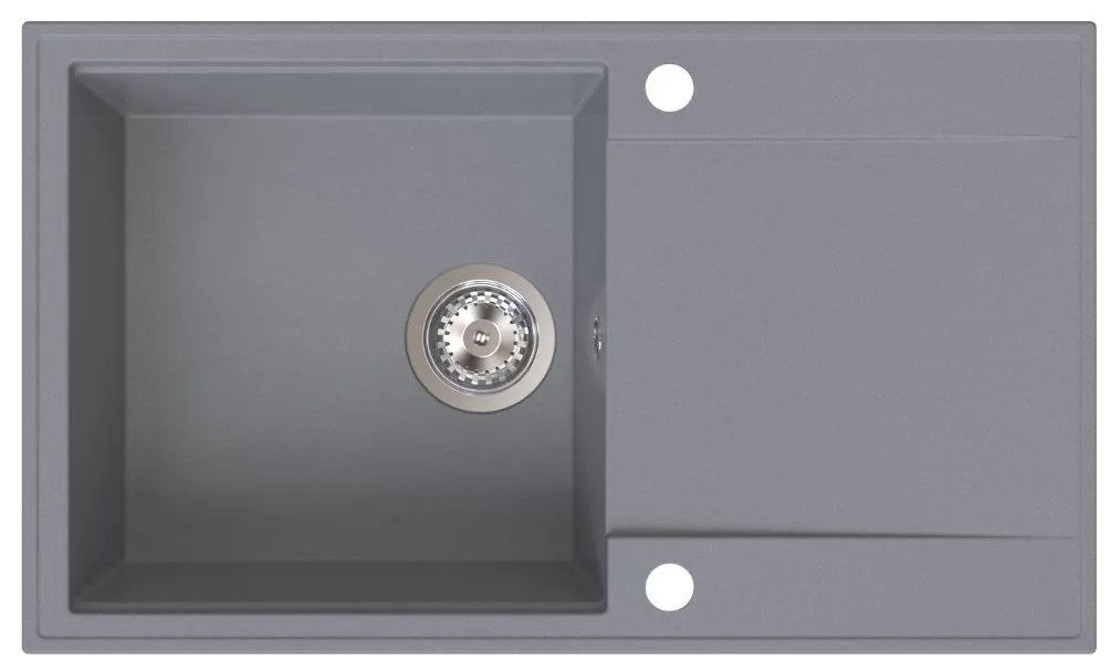 Sink Quality Sink55, kuchynský granitový drez 780x460x215 mm + chrómový sifón, šedá, SKQ-SINK.D.1KDOL.X