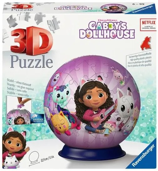 Ravensburger 3D Puzzle guľa, 73 dielikov (Gabinin kúzelný domček) (100390068)