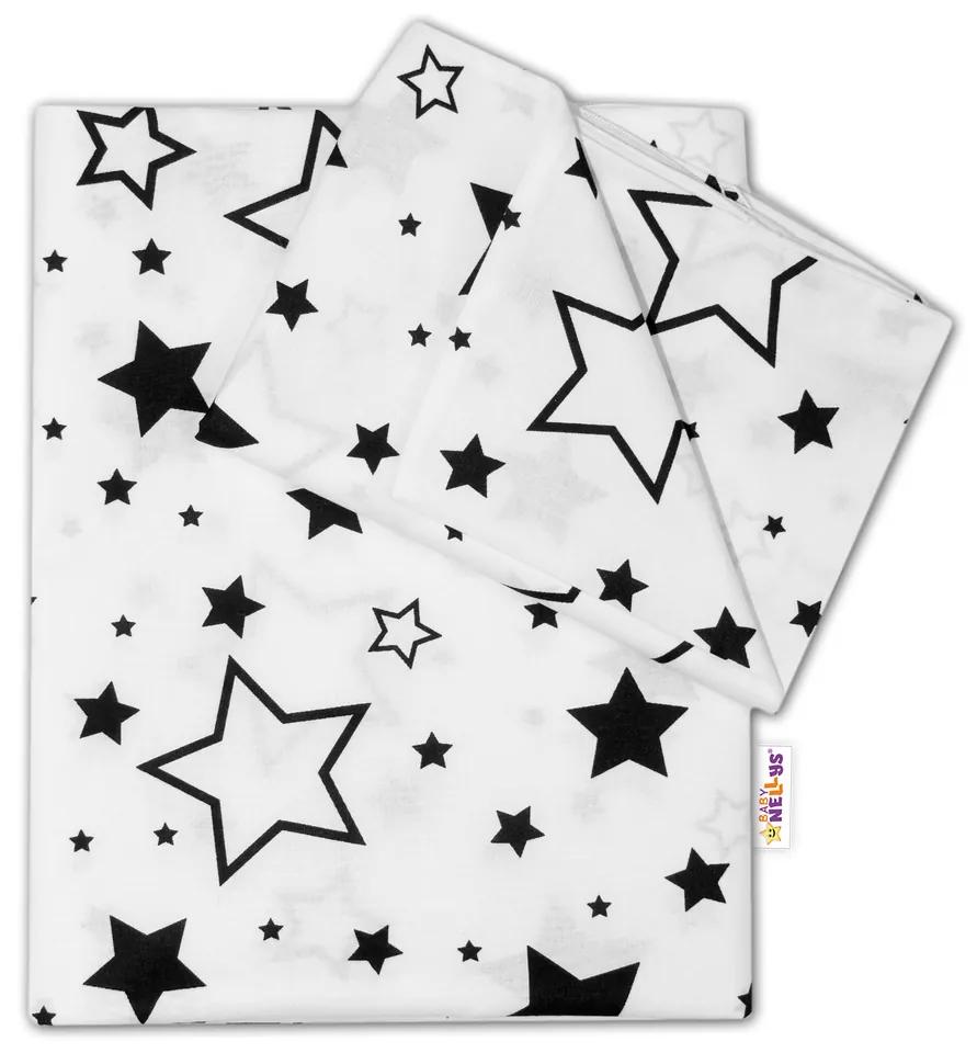 Baby Nellys 2-dielné s obliečkami - Čierne hviezdy a hviezdičky - biely 120x90