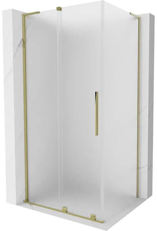 Mexen Velar L, sprchový kút s posuvnými dverami 100 x 120 cm, 8mm sklo námraza, zlatá lesklá, 871-100-120-33-50