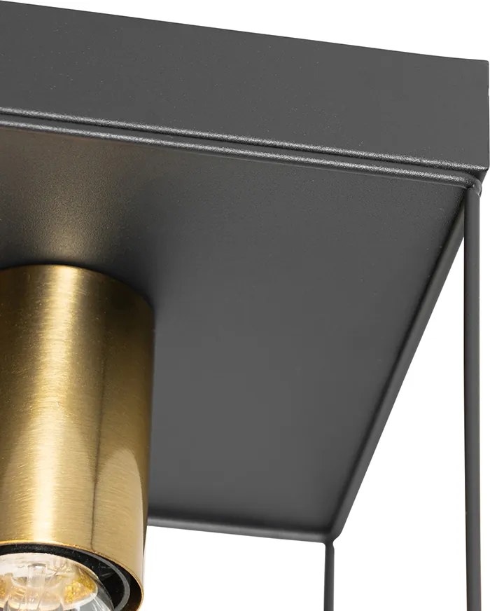 Minimalistické stropné svietidlo čierne so zlatom 2-žiarovkové - Kodi