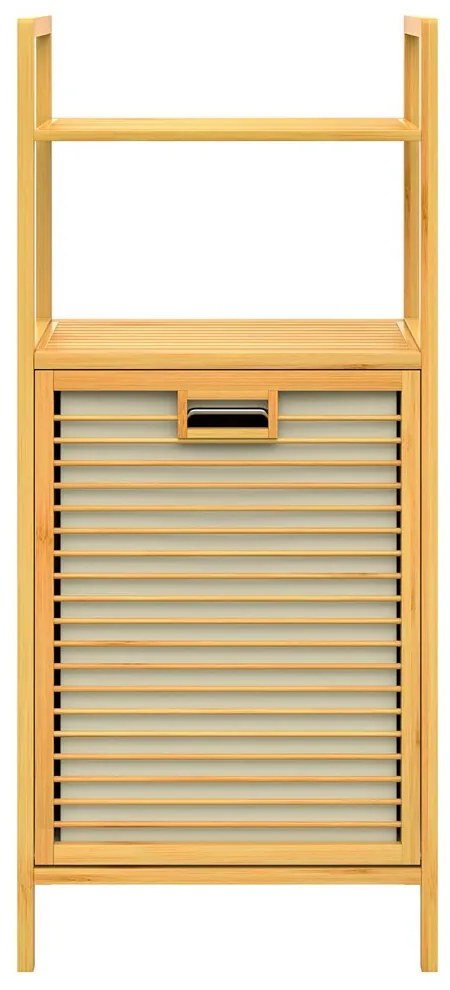 Bambusový regál s košom na bielizeň DORIS,  40x30x95cm, hnedá/krémová Casaria