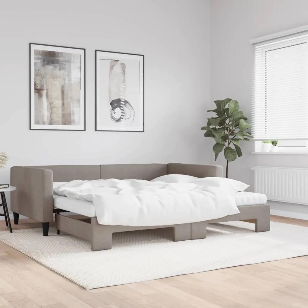 Rozkladacia denná posteľ s matracmi sivohnedá 100x200 cm látka 3196604