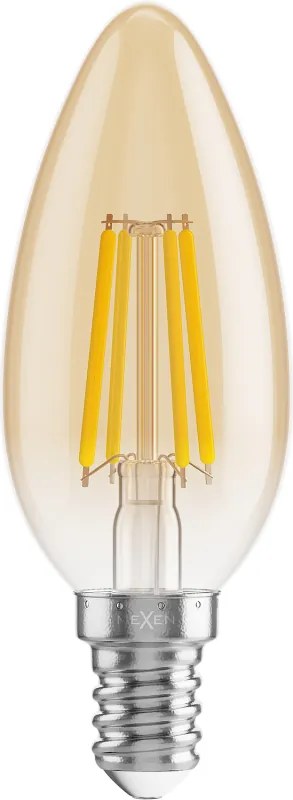 Mexen Vintis, LED filamentová žiarovka E14, C35, 4 W, teplá biela 2200K, jantárová, L154-E14-0422-50