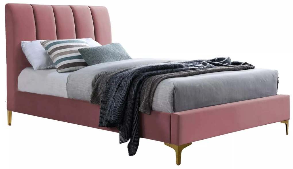Čalouněná postel Mirage Velvet 90x200 růžová