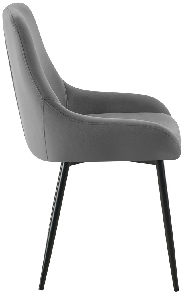 Jedálenská stolička Elmira - zamat, čierny rám - Tmavo sivá