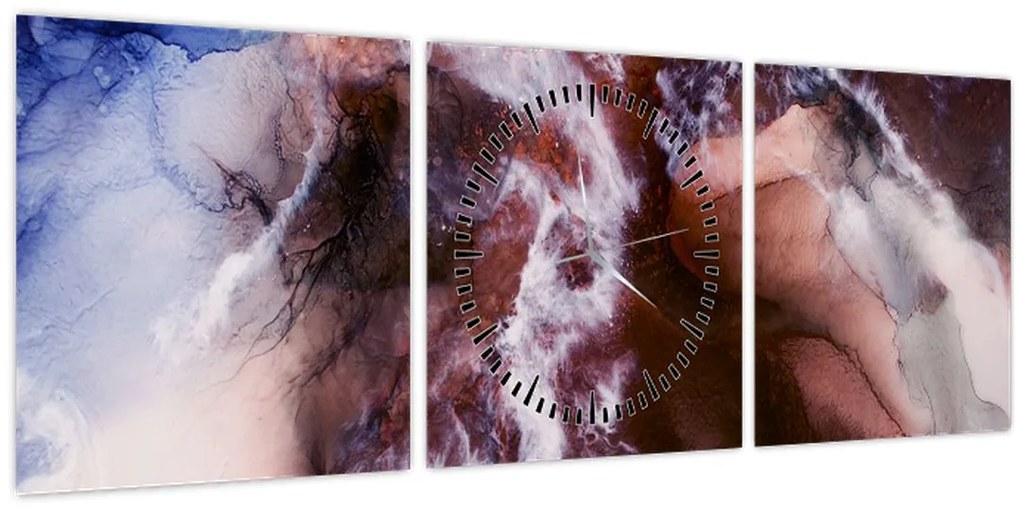 Obraz - Fialový mramor N⁰3 (s hodinami) (90x30 cm)