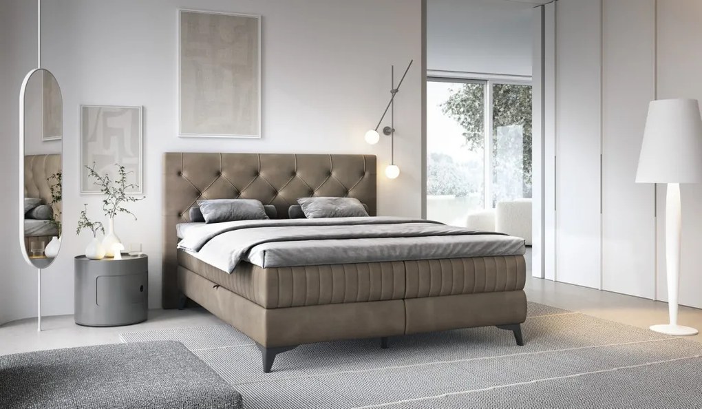 Posteľ Lusaka 180x200 cm, hnedá látka