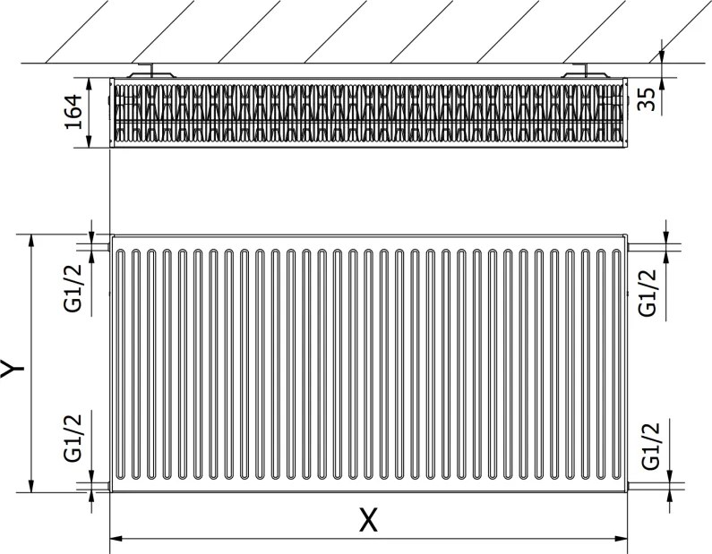 Mexen, panelový radiátor Mexen C33 400 x 600 mm, bočné pripojenie, 1013 W, antracit - W433-040-060-66