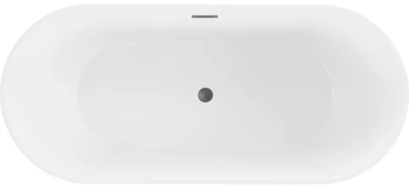 Mexen Flavia, voľne stojaca vaňa 150 x 75 cm, biela-čierna, brúsený grafit prepad, 54031507575-95