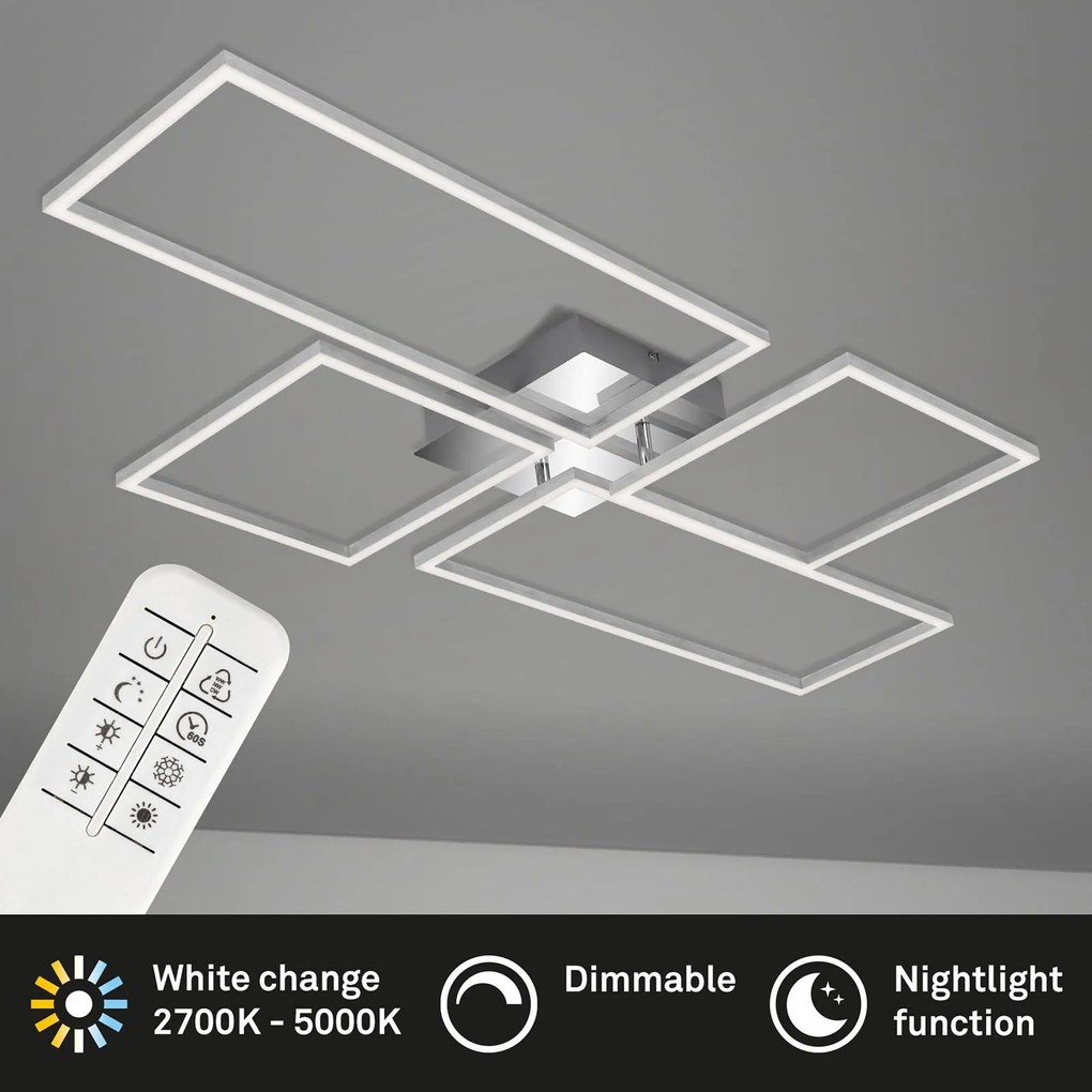 Stropné LED svetlo Frame CCT chróm-hliník 110x54cm