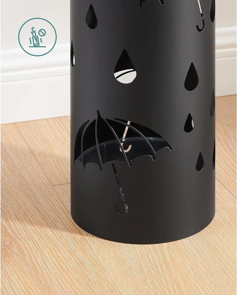 Stojan na dáždniky, oceľový, 17 x 41 cm, čierny