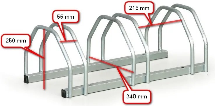 Stojan na bicykle na zem, 3 státia
