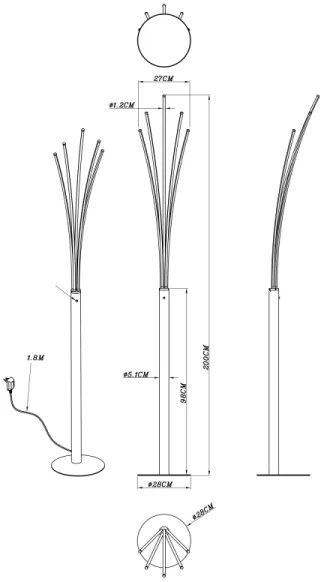 Globo 59229B - LED stmievateľná dotyková stojacia lampa BIZZY LED/36W/230V