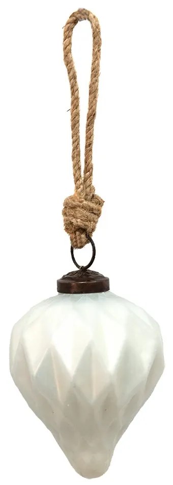 Biela anik sklenená ozdoba Vinett - Ø 7*8 cm