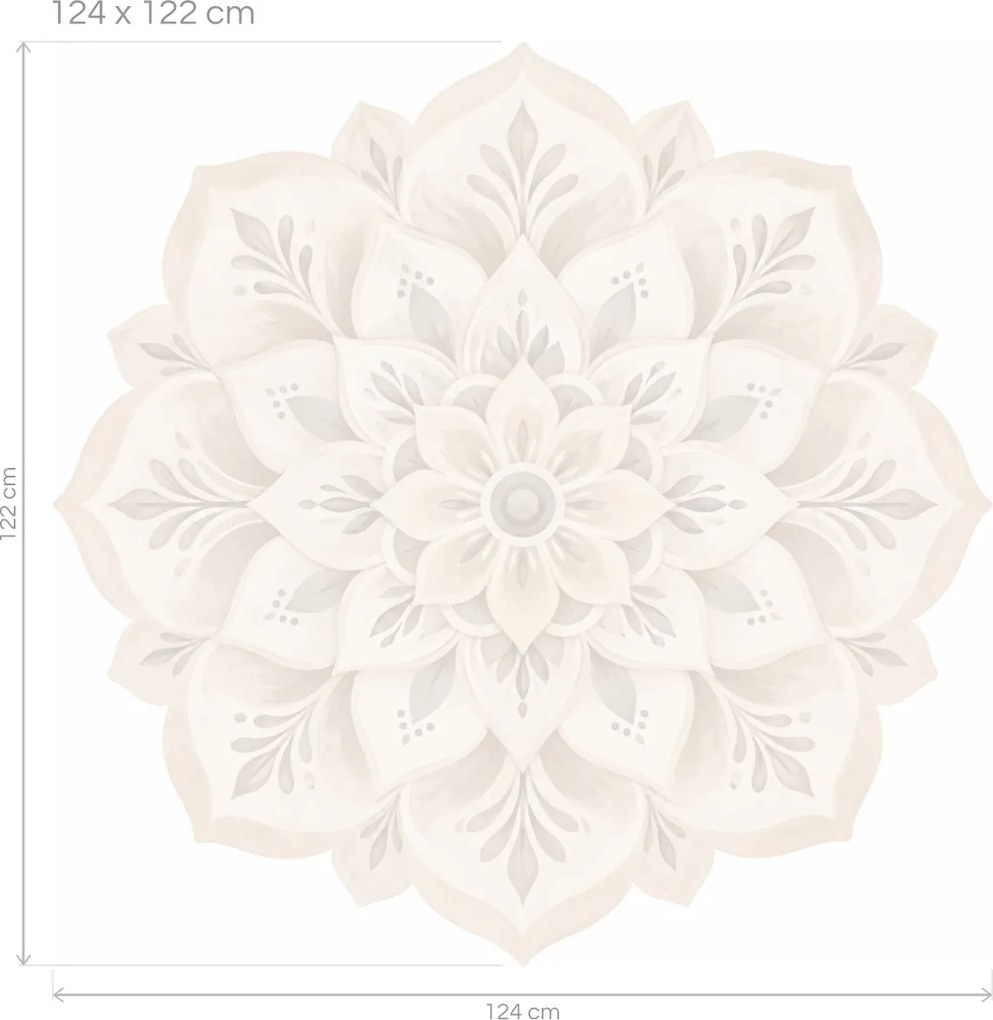 Béžová mandala akvarelová textilná dekorácia na stenu arch 46 x 45 cm