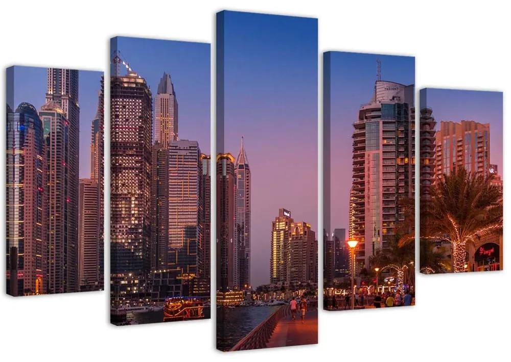 Gario Obraz na plátne Dubaj večer - 5 dielny Rozmery: 100 x 70 cm