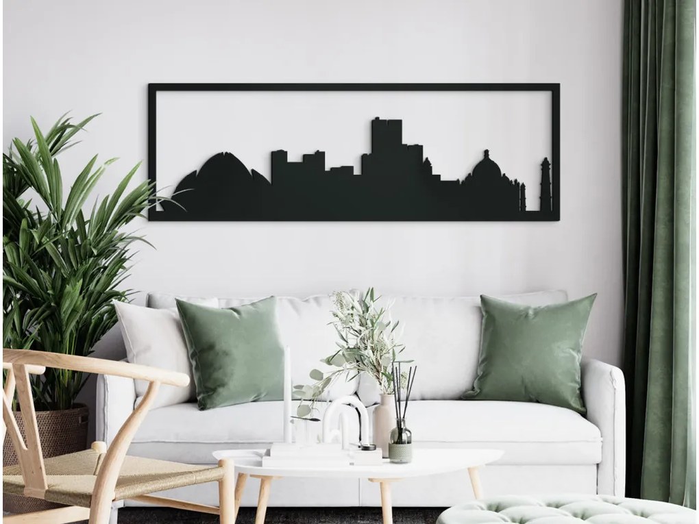 drevko Obraz Dillí panoráma Rozmer obrazu: 29,5 x 89 cm, Farba dekorácie: Čierna