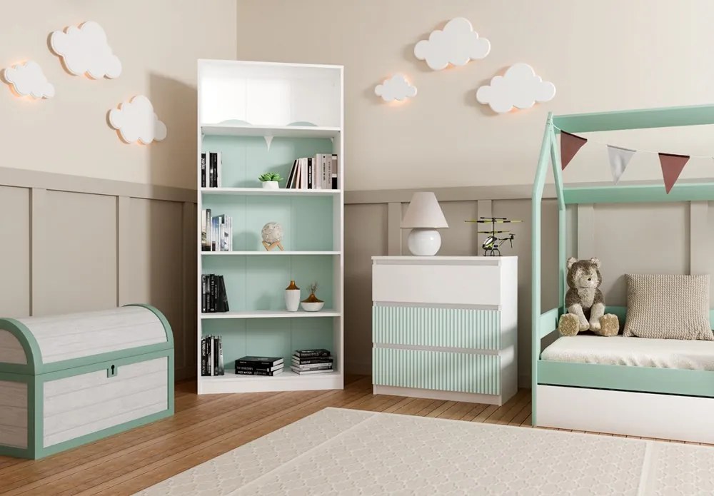 Detská komoda MALWA M3 ARTESO bielo-zelená