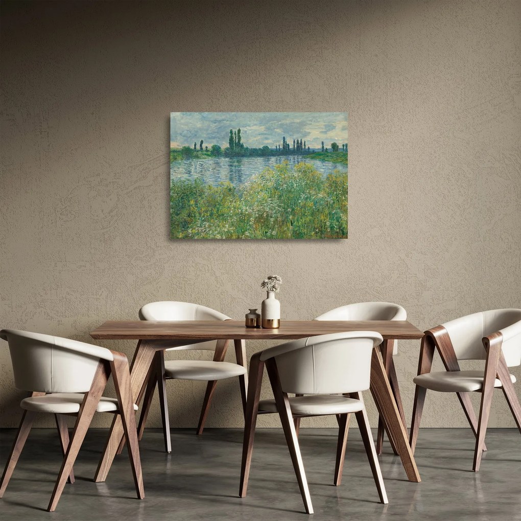 Sklenený obraz - Claude Monet, Banks of the Seine, reprodukcia (70x50 cm)