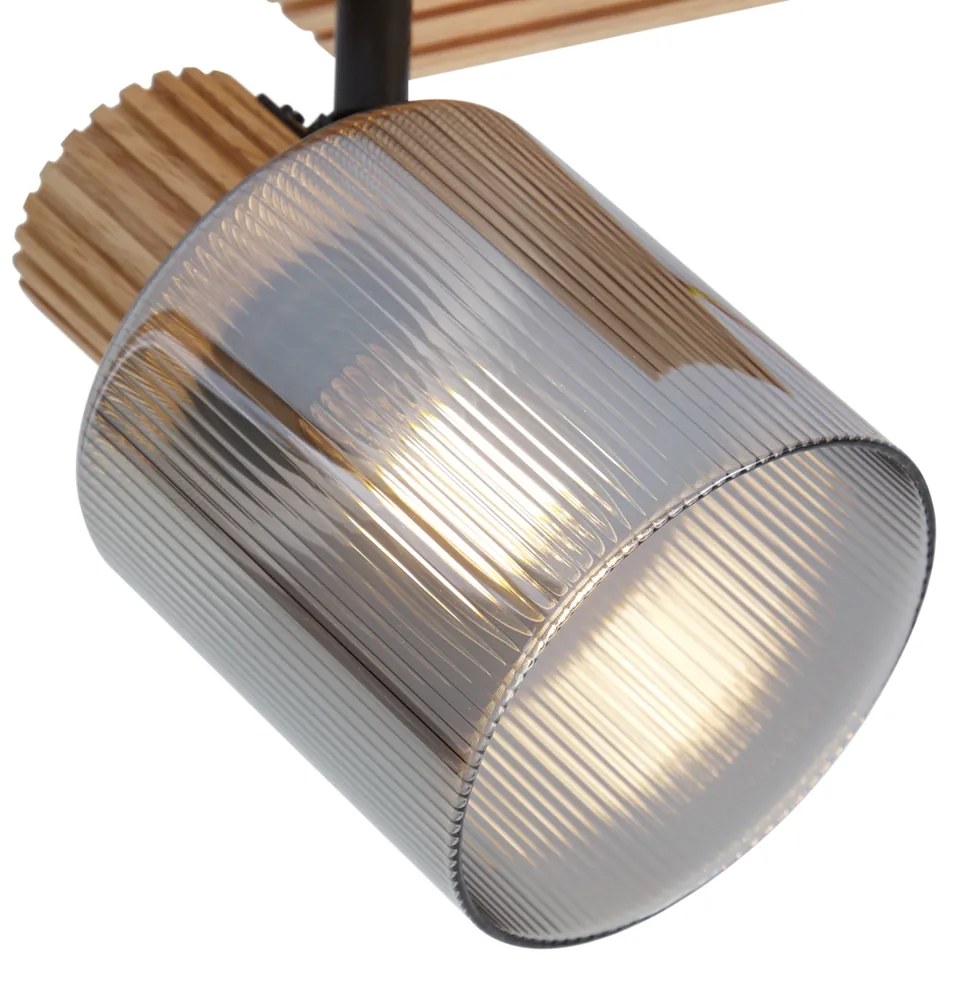 Moderné bodové svietidlo drevo s dymovým sklom otočné a naklápacie - Gracy