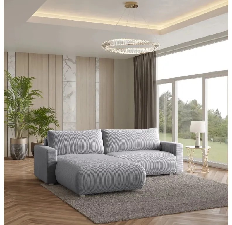 AKCIA Svetlosivá rozkladacia rohová pohovka TAFIRA, obojstranná II. akosť