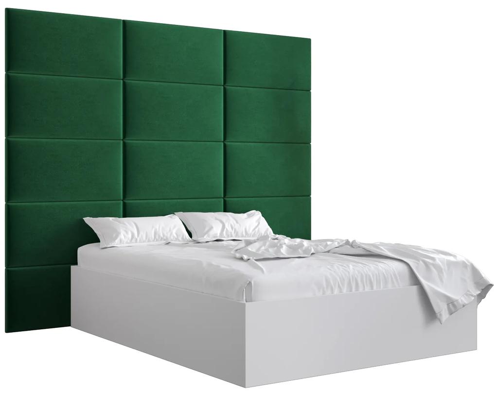 Manželská posteľ s čalúneným čelom 160 cm Brittany 1 (biela matná + zelená) (s roštom). Vlastná spoľahlivá doprava až k Vám domov. 1045891