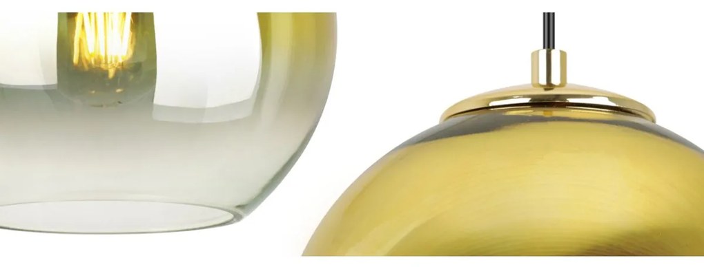 Závesné svietidlo BERGEN GOLD, 2x zlaté/transparentné sklenené tienidlo (fi 15cm)