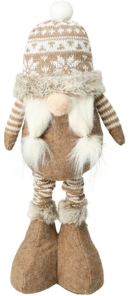 Stojaci vianočný škriatok Dora, teleskopické nohy, 48 cm, sv. hnedá