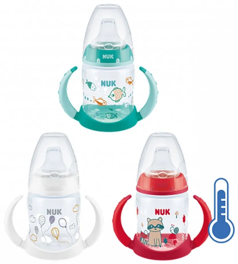 Dojčenská fľaša na učenie NUK s kontrolou teploty 150 ml biela