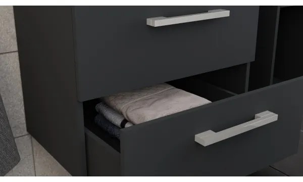 Kúpeľňová skrinka s umývadlom KATE + zrkadlová skrinka + nástenná skrinka, antracit