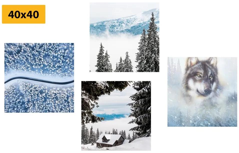 Set obrazov zákutia zimnej krajiny