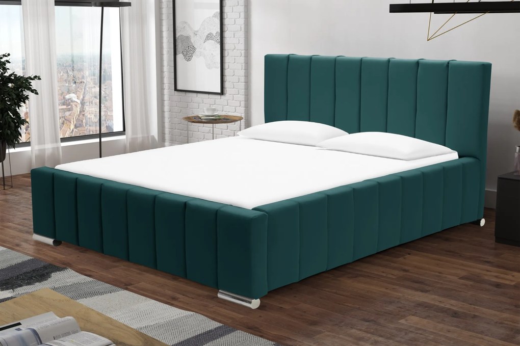 Čalúnená posteľ s úložným priestorom SWEET Tyrkysový 140 x 200 cm