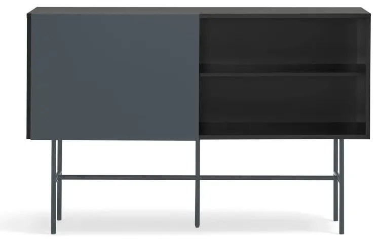 Čierna/antracitová nízka komoda s posuvnými dverami 140x91 cm Nube – Teulat