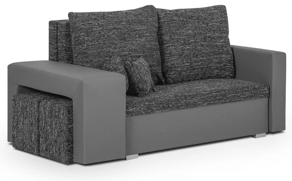 Rozkladacia pohovka MILAN 2 + 2 taburety Čierna/sivá