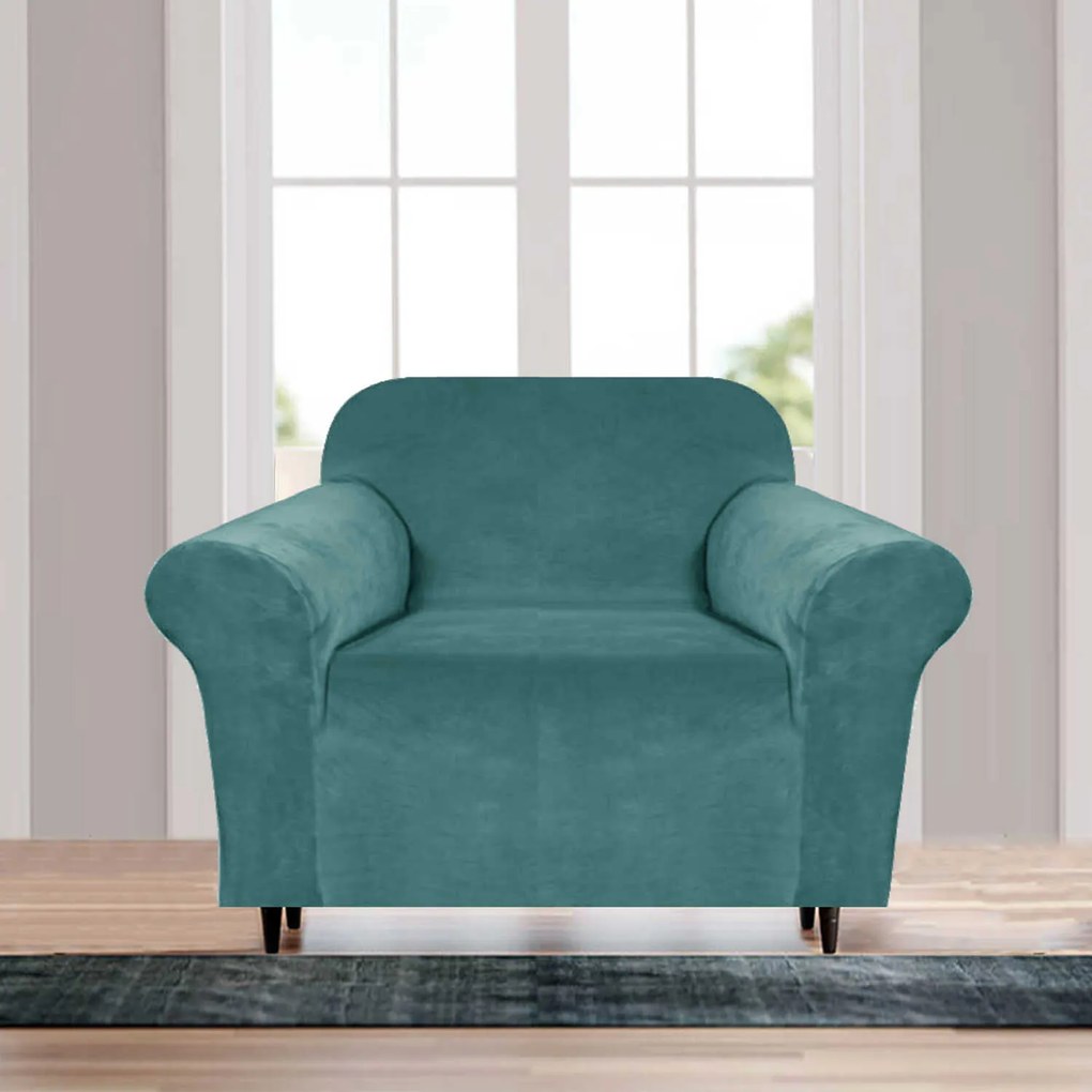 Napínací poťah na kreslo VELTO Farba: Modrosivá